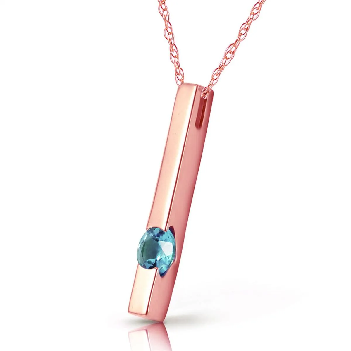 0.25 Carat 14K Solid Rose Gold Blue Topaz Necklace