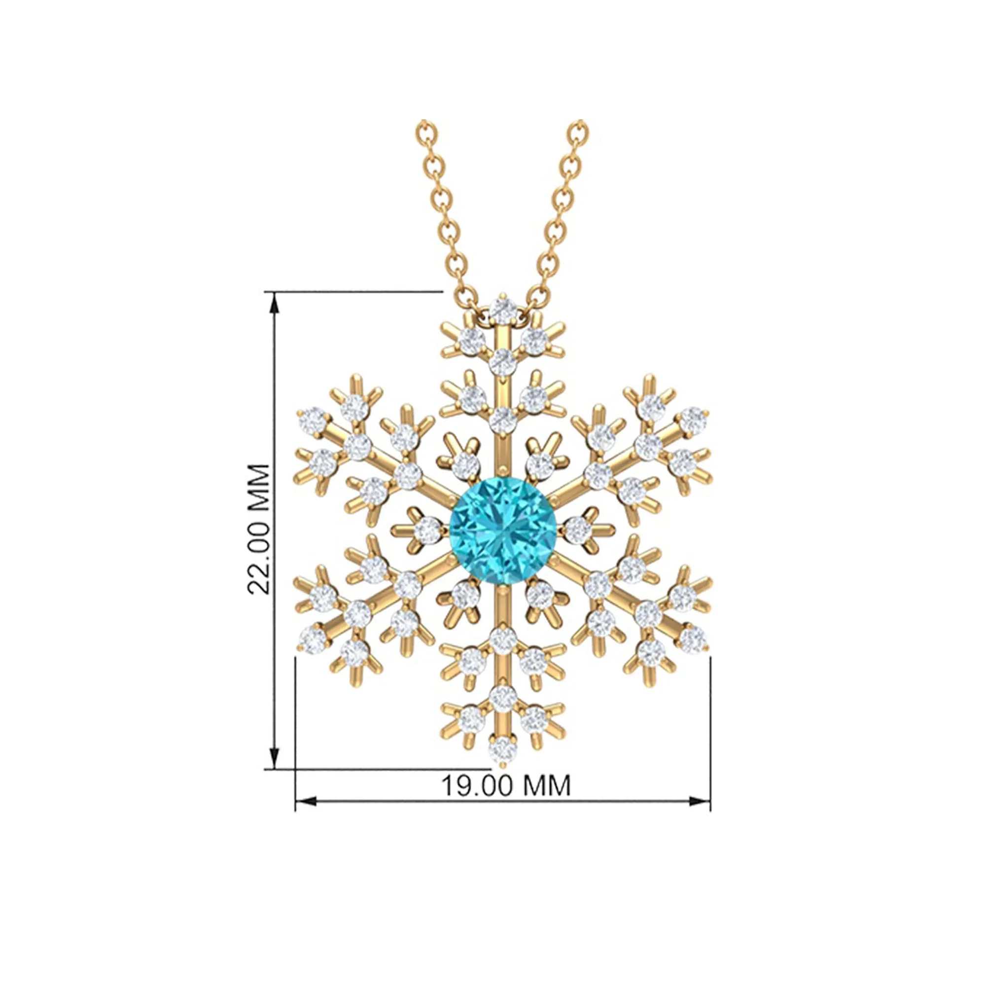 1 CT Swiss Blue Topaz and Diamond Scatter Snowflake Pendant