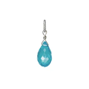 10K Blue Topaz Necklace Charm (White Gold)