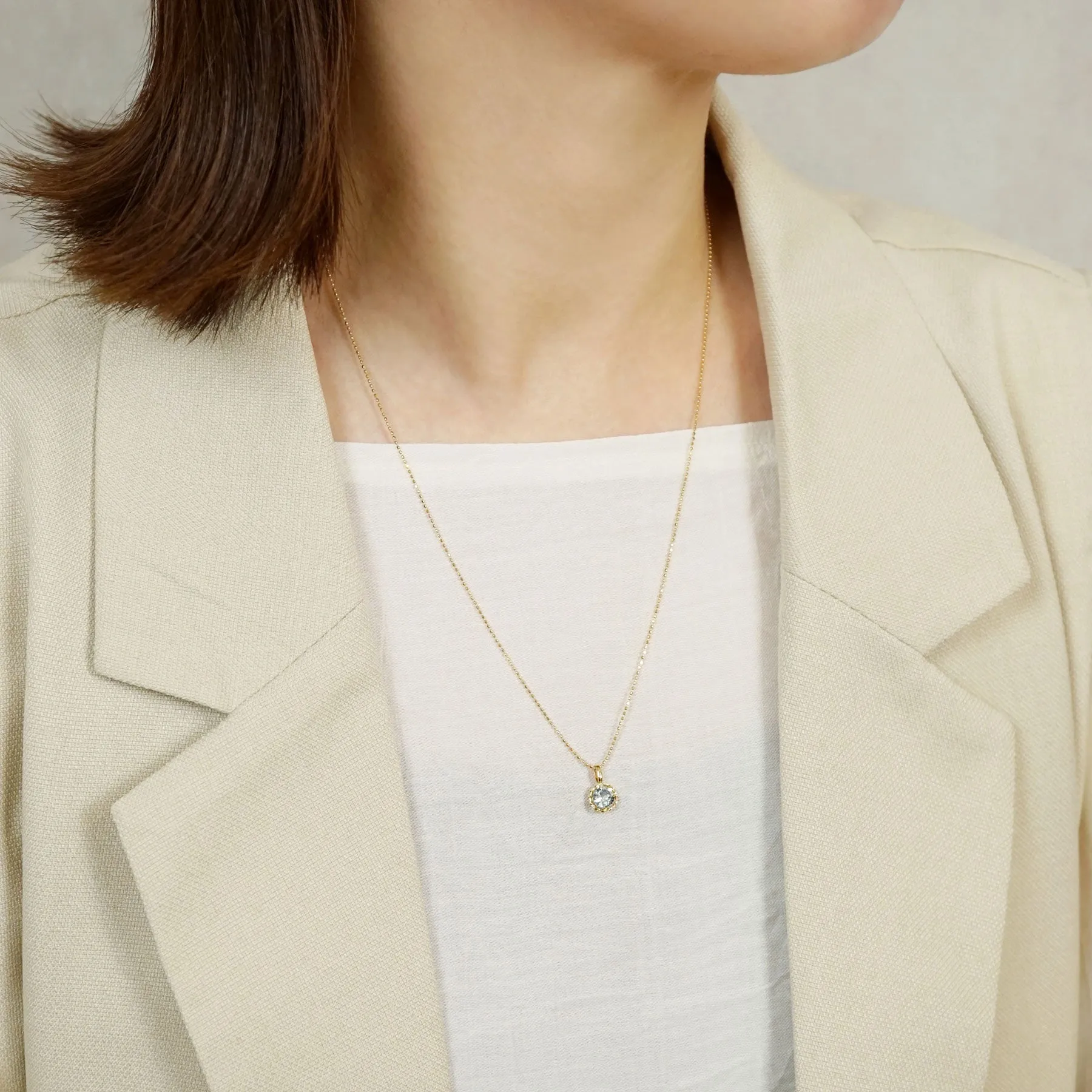 10K Blue Topaz Necklace Charm (Yellow Gold)