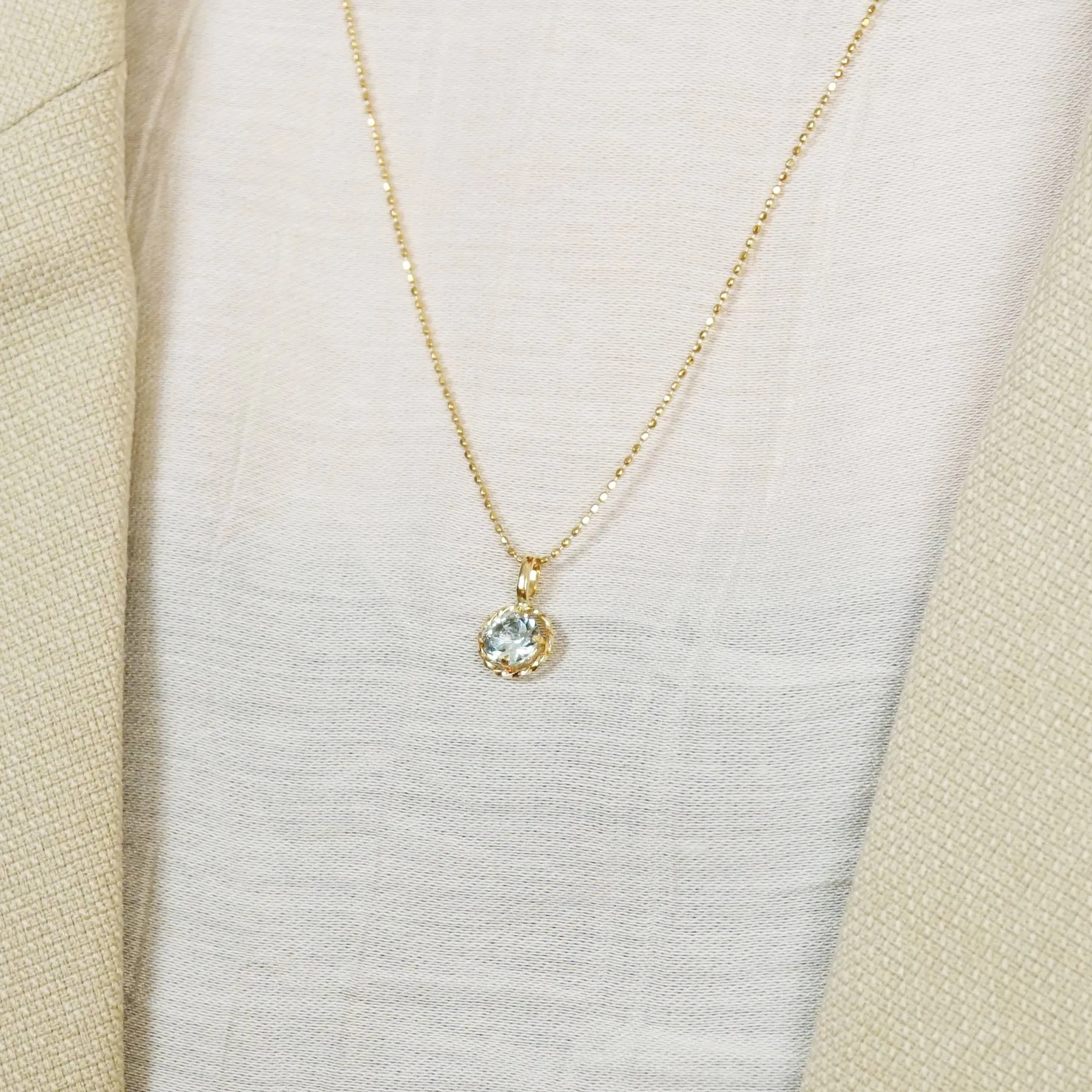 10K Blue Topaz Necklace Charm (Yellow Gold)