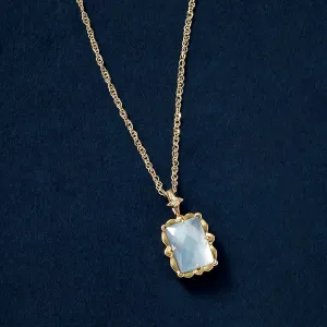 10K Blue Topaz "Crystal" Necklace (Yellow Gold)