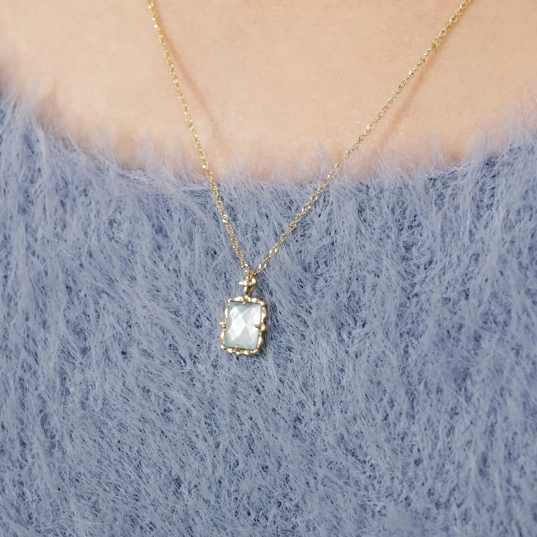 10K Blue Topaz "Crystal" Necklace (Yellow Gold)