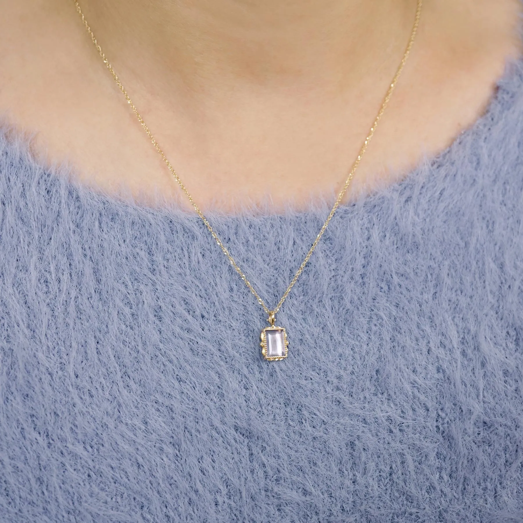 10K Blue Topaz "Crystal" Necklace (Yellow Gold)