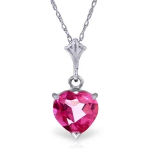 1.15 Carat 14K Solid White Gold Complelling Pink Topaz Necklace