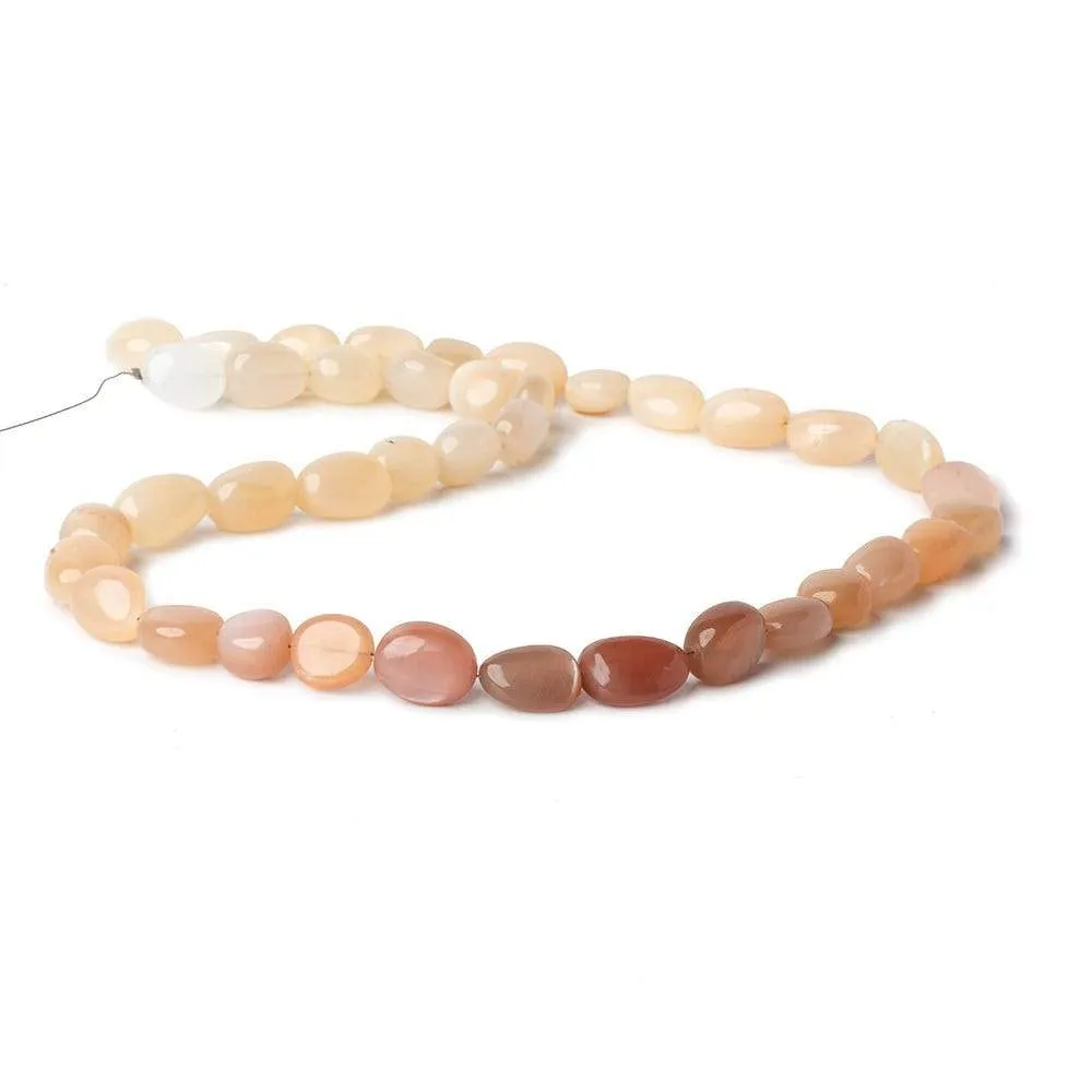 11x10mm Shaded Peach Moonstone plain nuggets 18 inch 40 beads A Grade