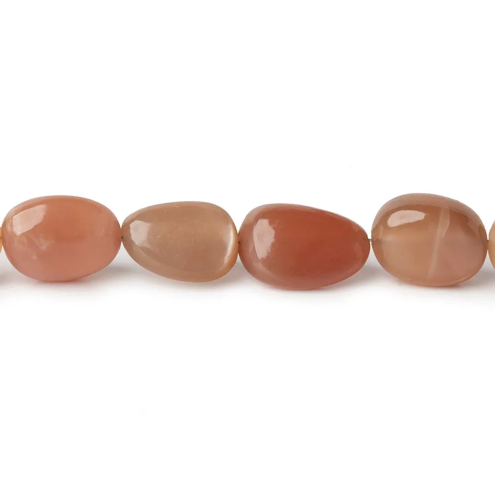 11x10mm Shaded Peach Moonstone plain nuggets 18 inch 40 beads A Grade