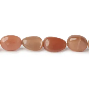 11x10mm Shaded Peach Moonstone plain nuggets 18 inch 40 beads A Grade