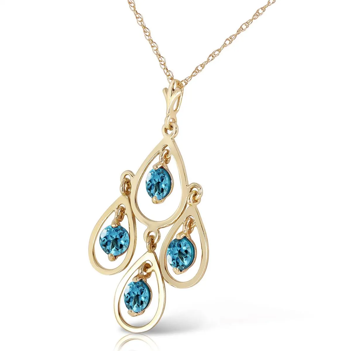 1.2 Carat 14K Solid Yellow Gold Never Catch Blue Topaz Necklace