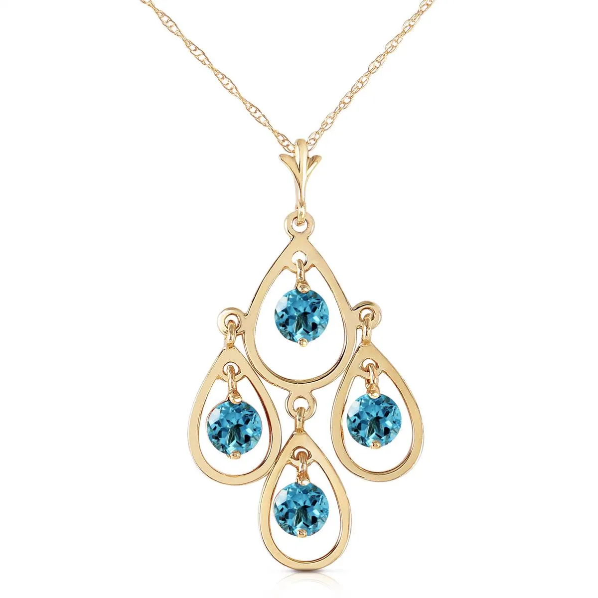 1.2 Carat 14K Solid Yellow Gold Never Catch Blue Topaz Necklace