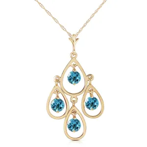 1.2 Carat 14K Solid Yellow Gold Never Catch Blue Topaz Necklace