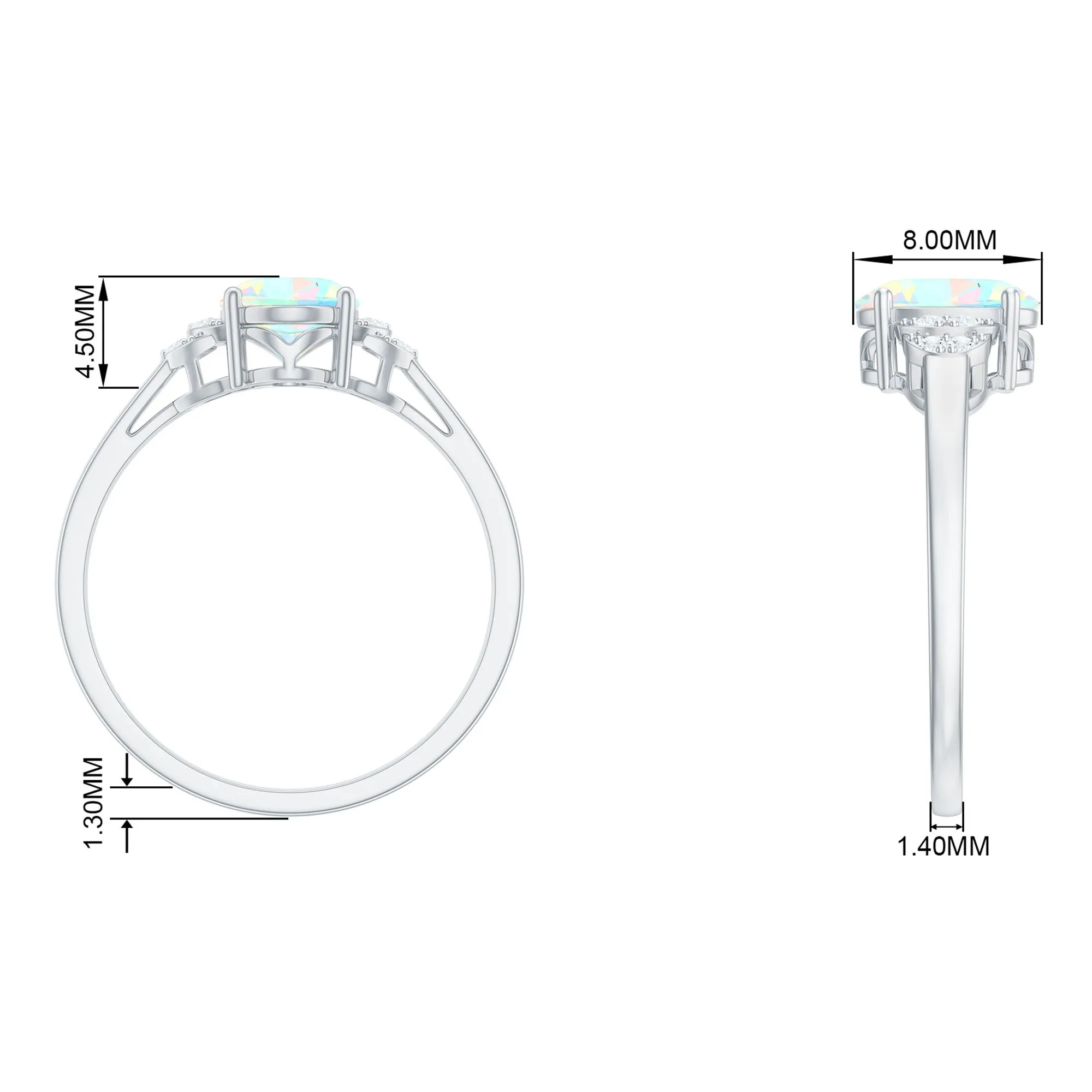 1.25 CT Oval Cut Ethiopian Opal Engagement Ring with Moissanite Collar