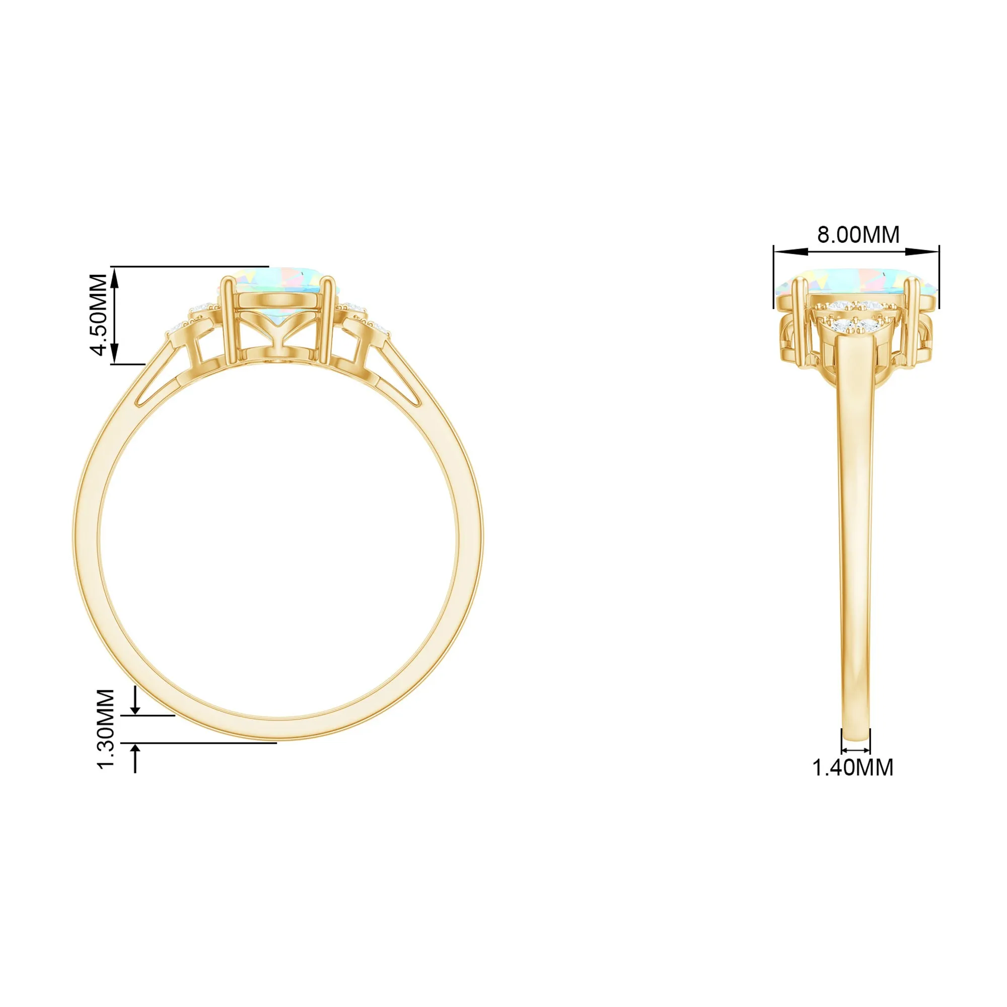 1.25 CT Oval Cut Ethiopian Opal Engagement Ring with Moissanite Collar