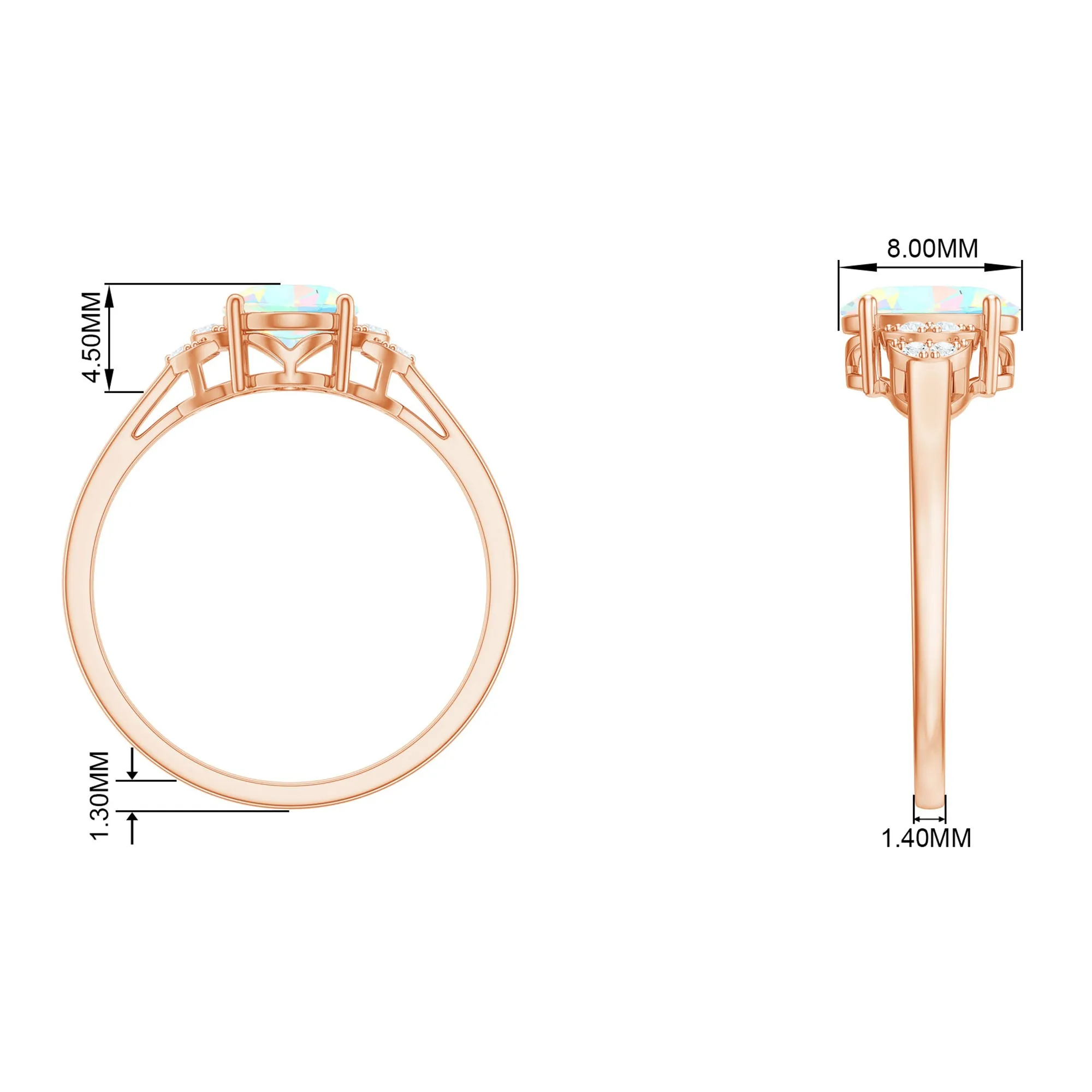 1.25 CT Oval Cut Ethiopian Opal Engagement Ring with Moissanite Collar