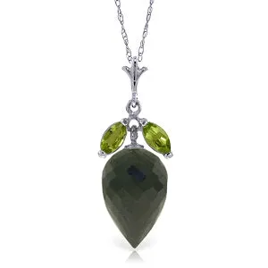 12.75 Carat 14K Solid White Gold Necklace Peridot Briolette Black Spinel