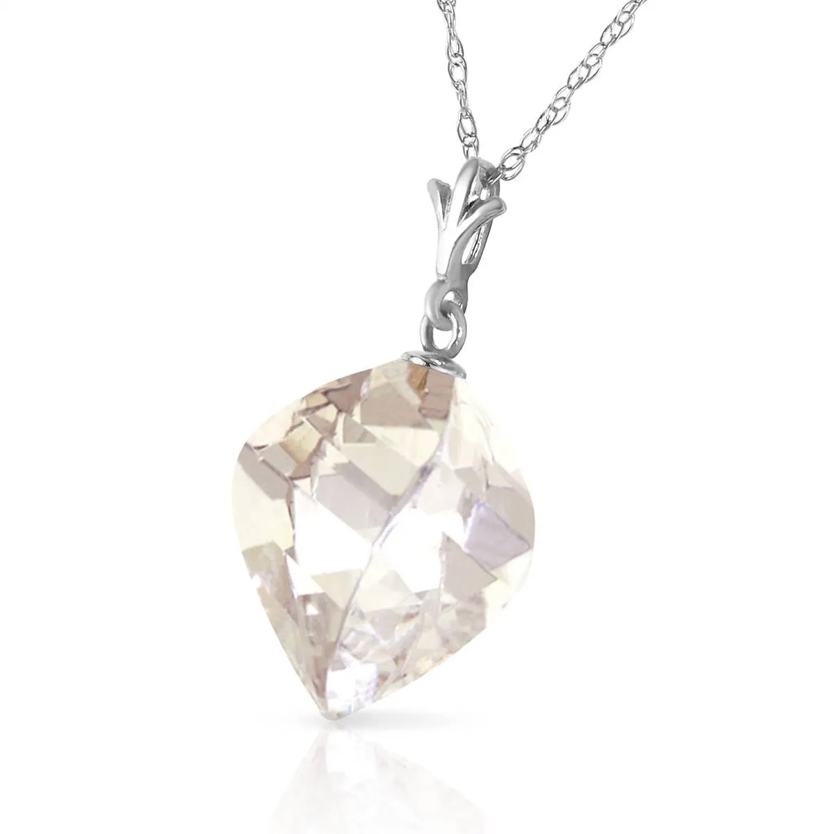 12.8 Carat 14K Solid White Gold Necklace Twisted Briolette White Topaz