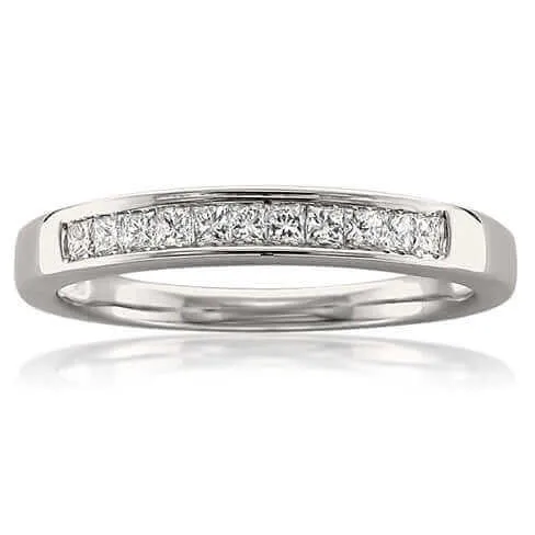 1/4 CT. T.W. Princess-Cut Diamond Wedding Band in 14K White Gold
