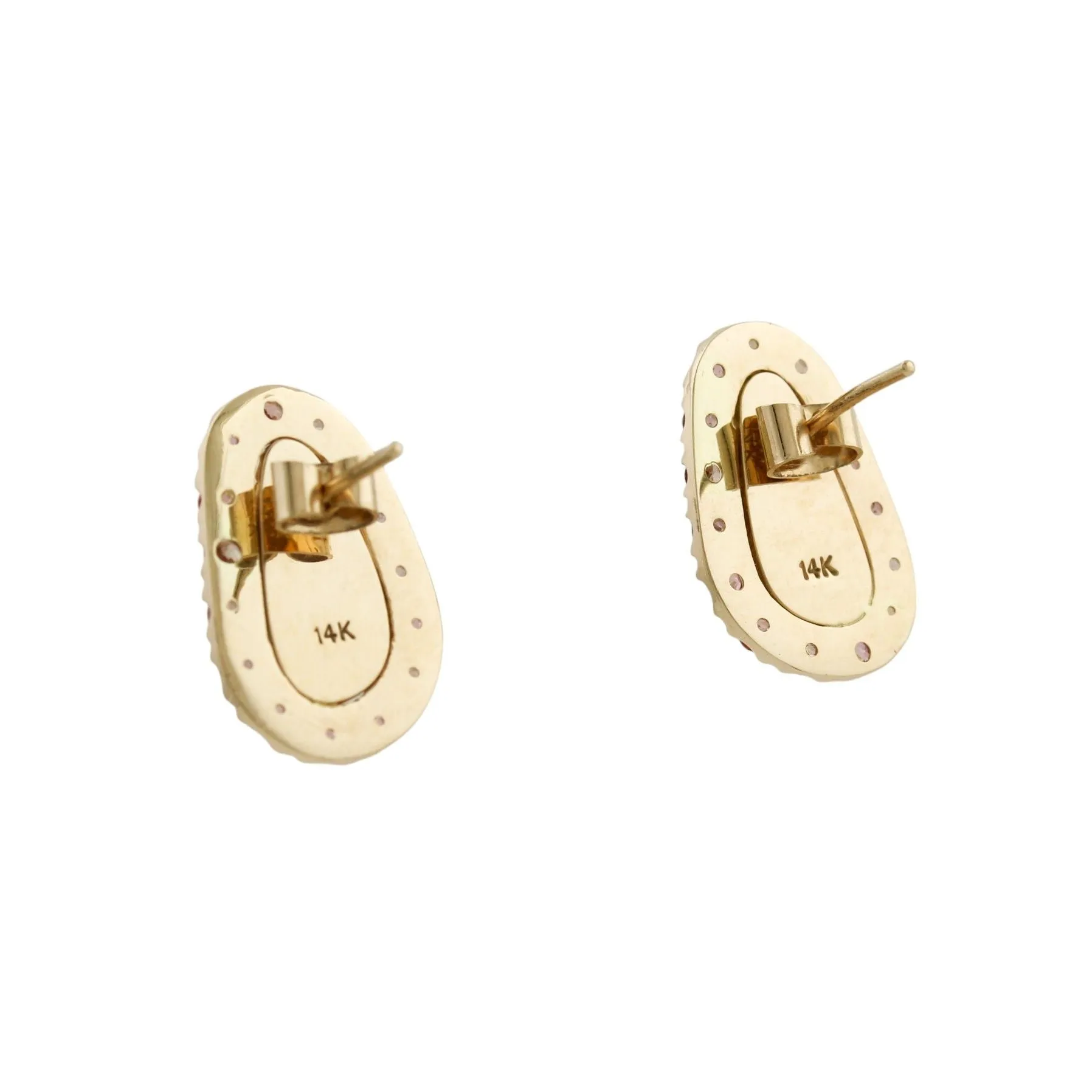 14K Australian Blue Opal x Peach Sapphire Earrings