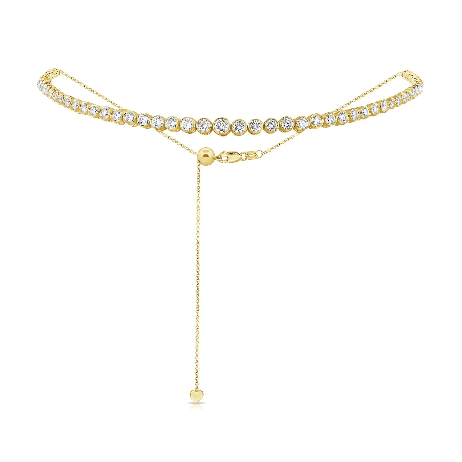 14K Gold & Diamond Graduate Adjustable Choker Necklace - 2.73ct