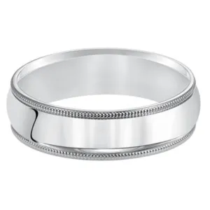 14k Gold Wedding Band with Milgrain Edge 6mm