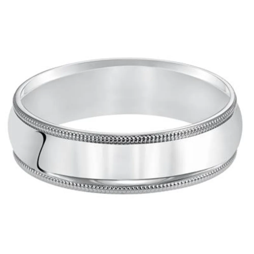 14k Gold Wedding Band with Milgrain Edge 6mm