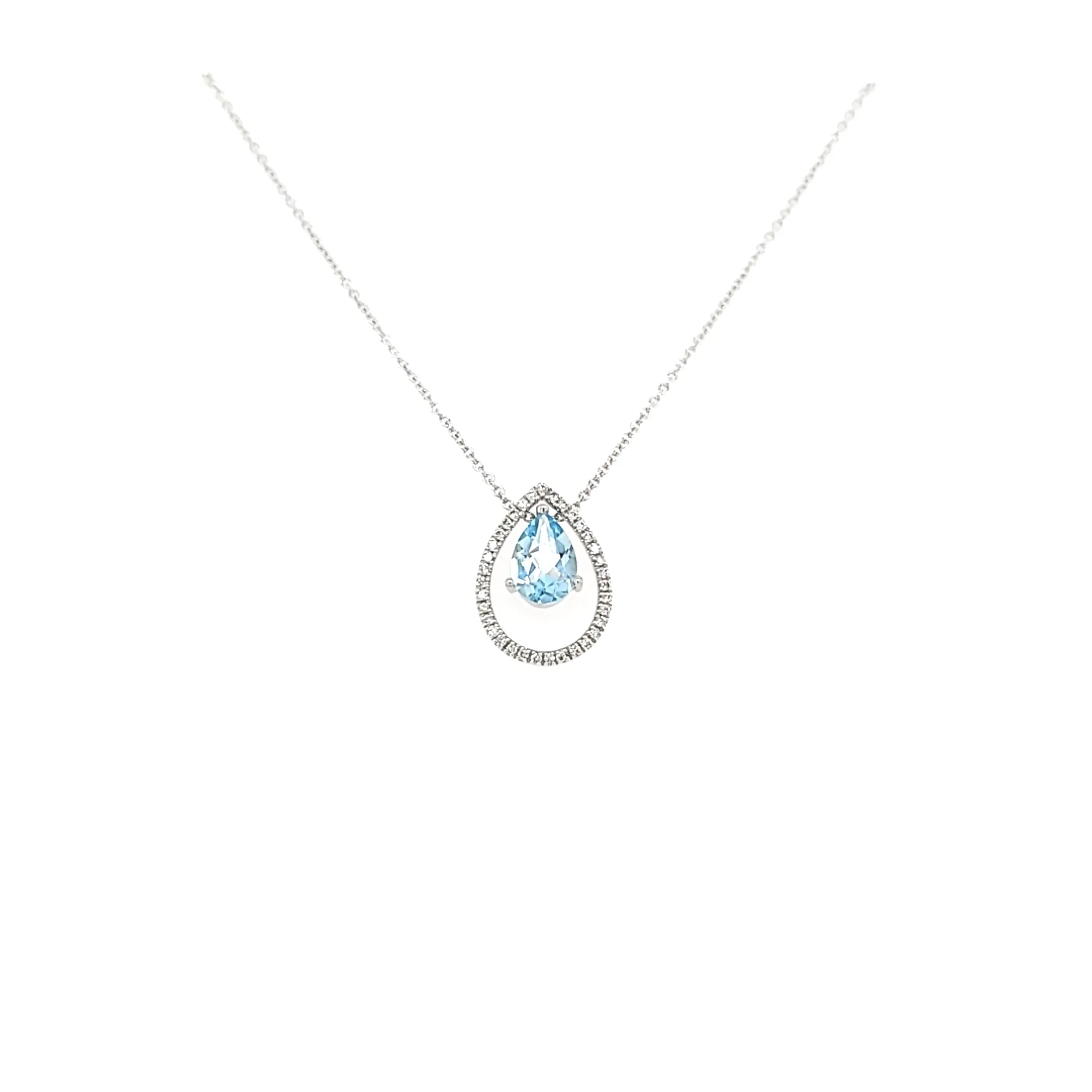 14k Pear Shaped Aquamarine Necklace (I7425)