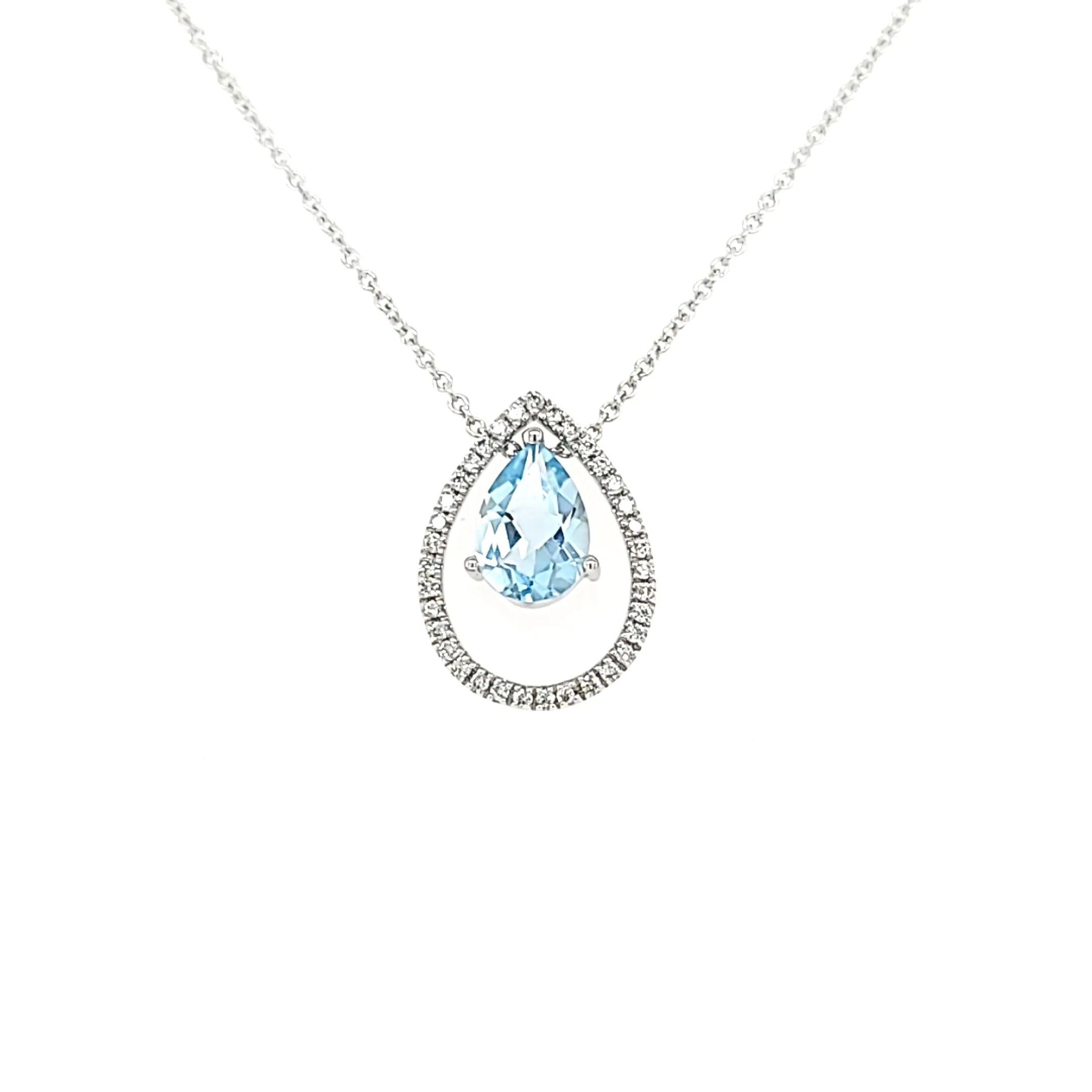 14k Pear Shaped Aquamarine Necklace (I7425)