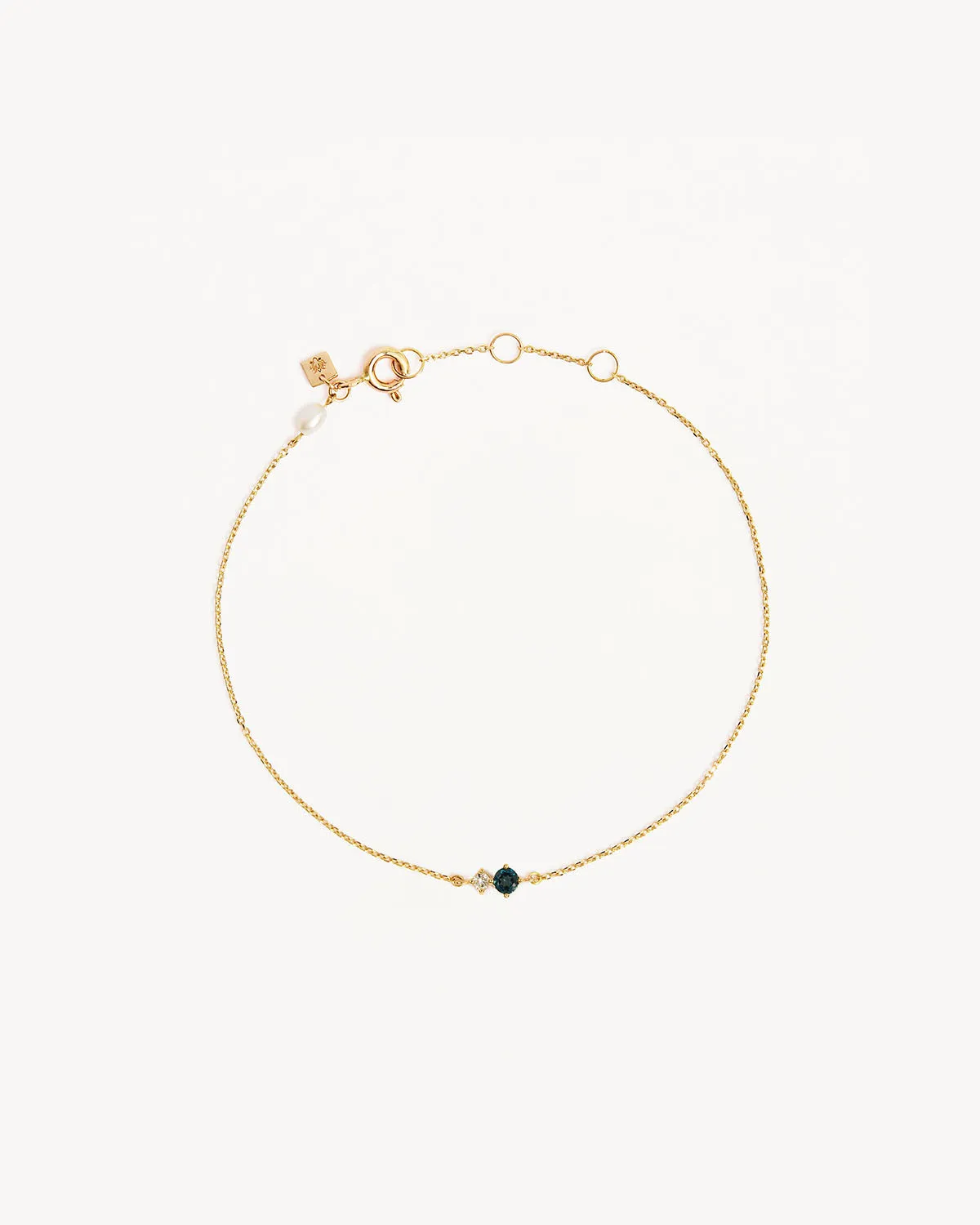 14k Solid Gold Magic Within Birthstone Diamond Bracelet - December - Blue Topaz