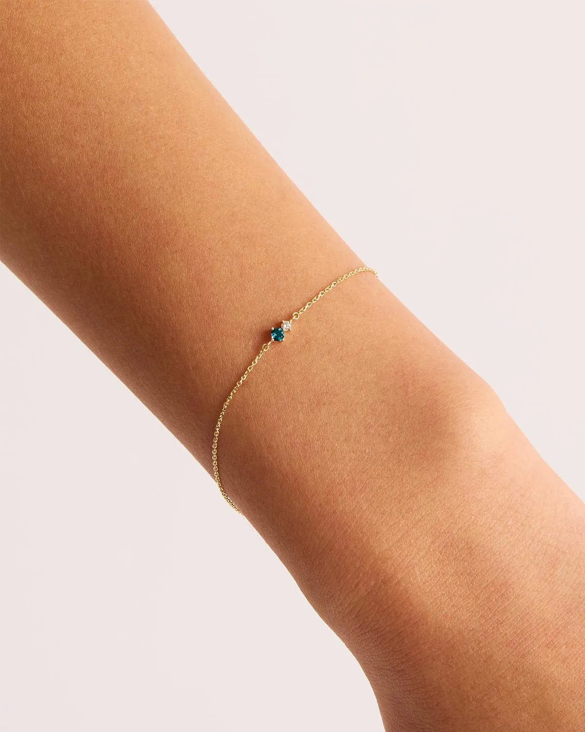 14k Solid Gold Magic Within Birthstone Diamond Bracelet - December - Blue Topaz