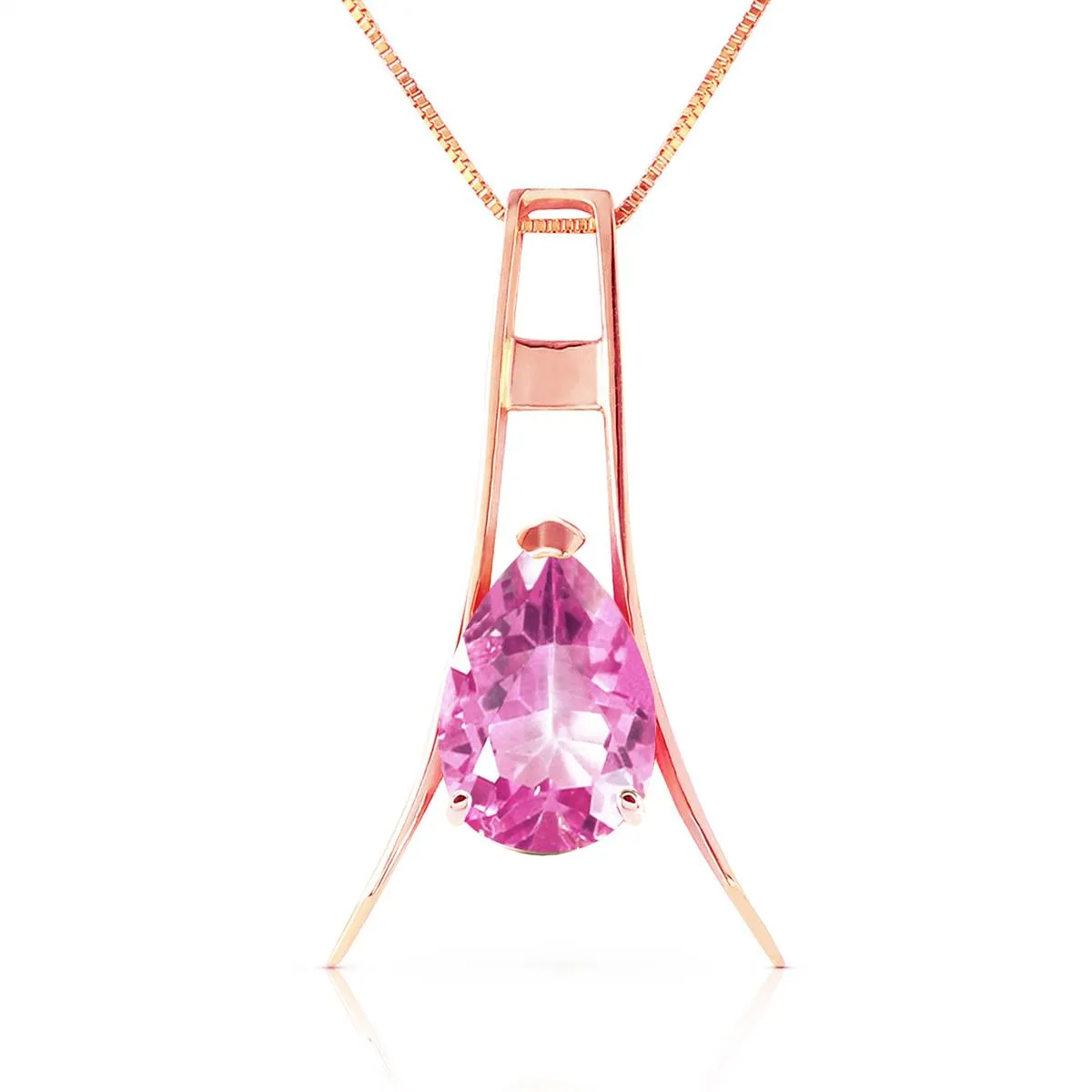 14K Solid Rose Gold Pink Topaz Necklace Gemstone Class Classic