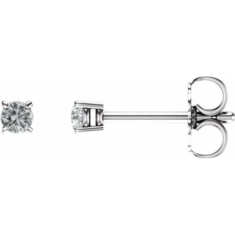 14K White 2.5 mm Natural White Sapphire Stud Earrings