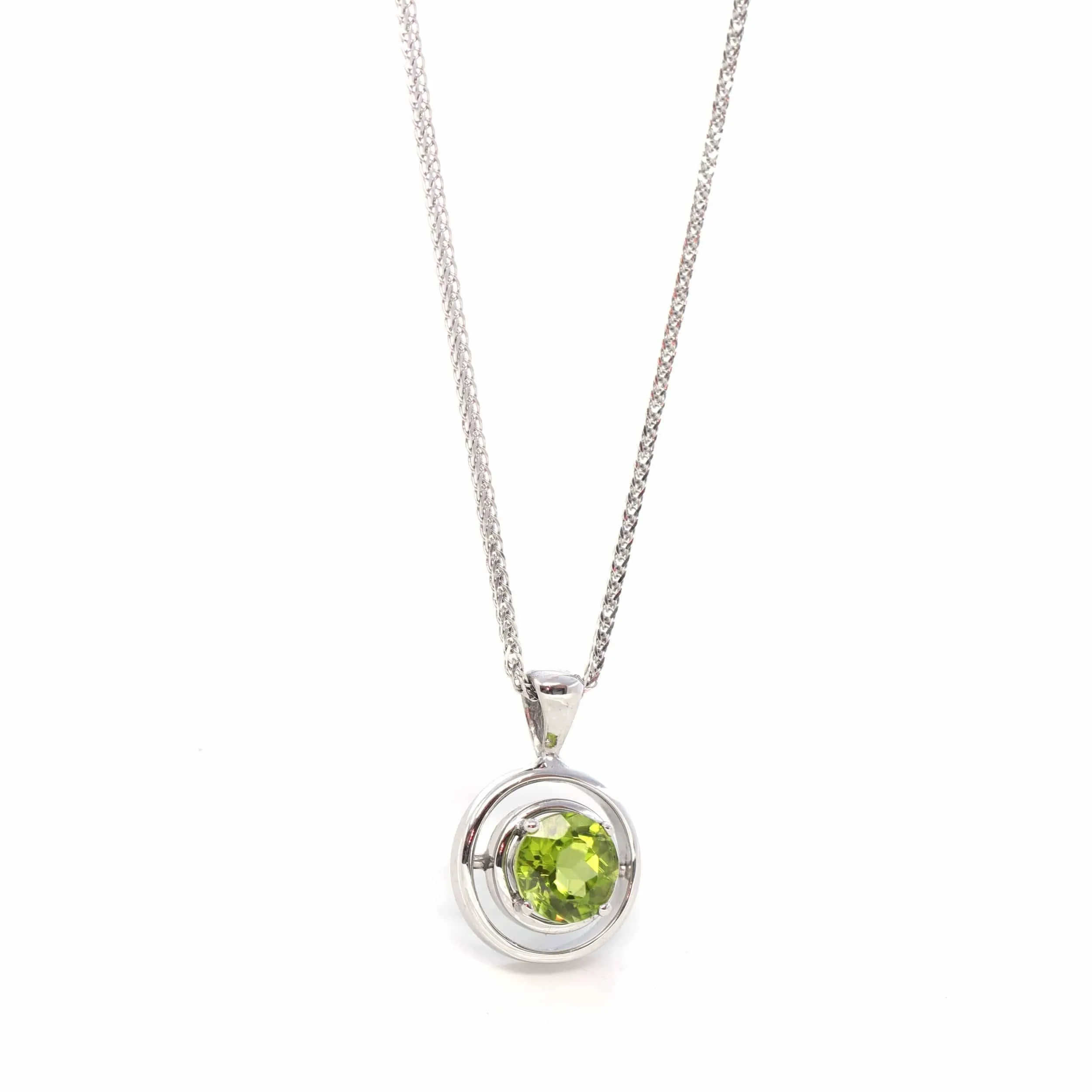 14k White Gold Genuine AAA Royal Garnet Pendant Necklace