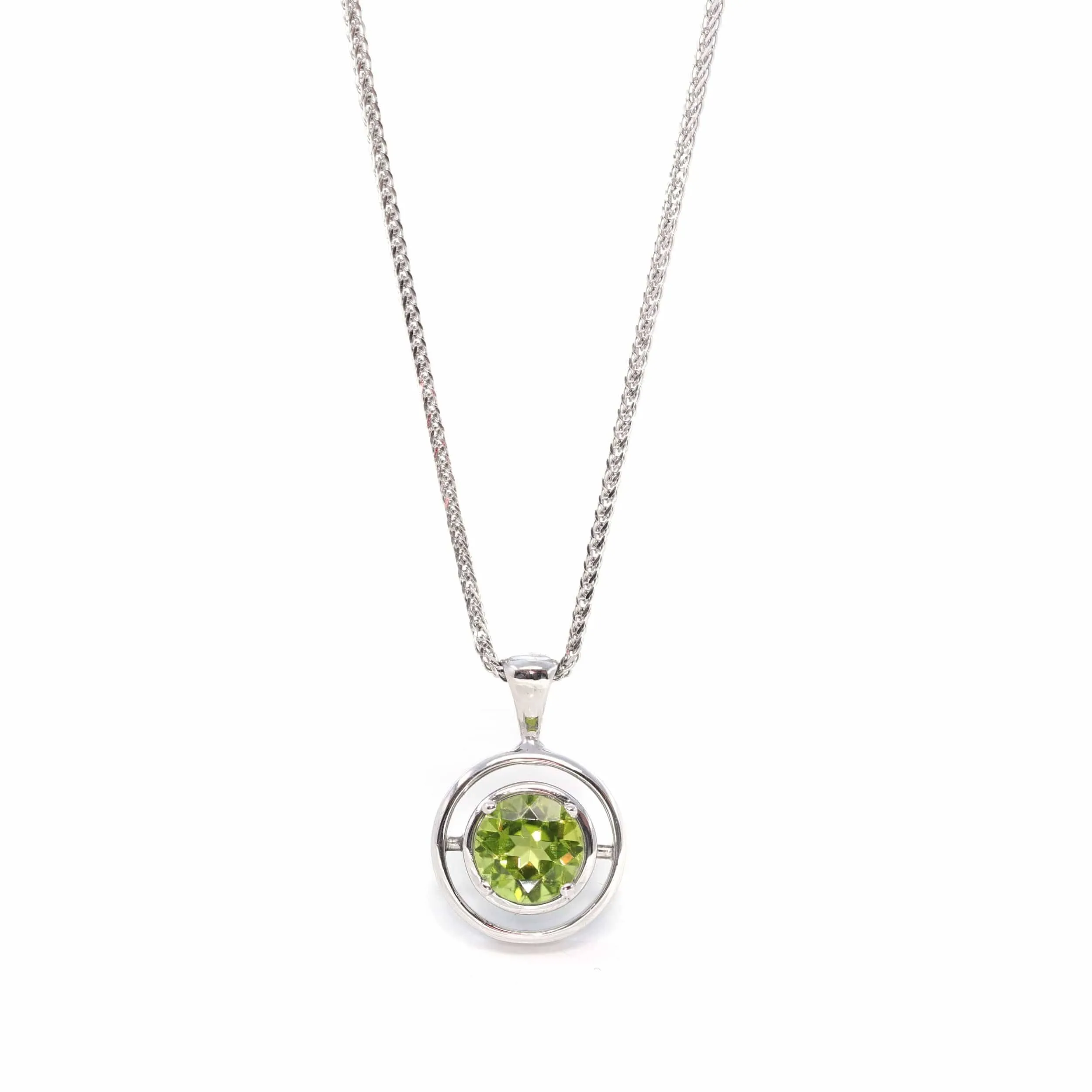 14k White Gold Genuine AAA Royal Garnet Pendant Necklace