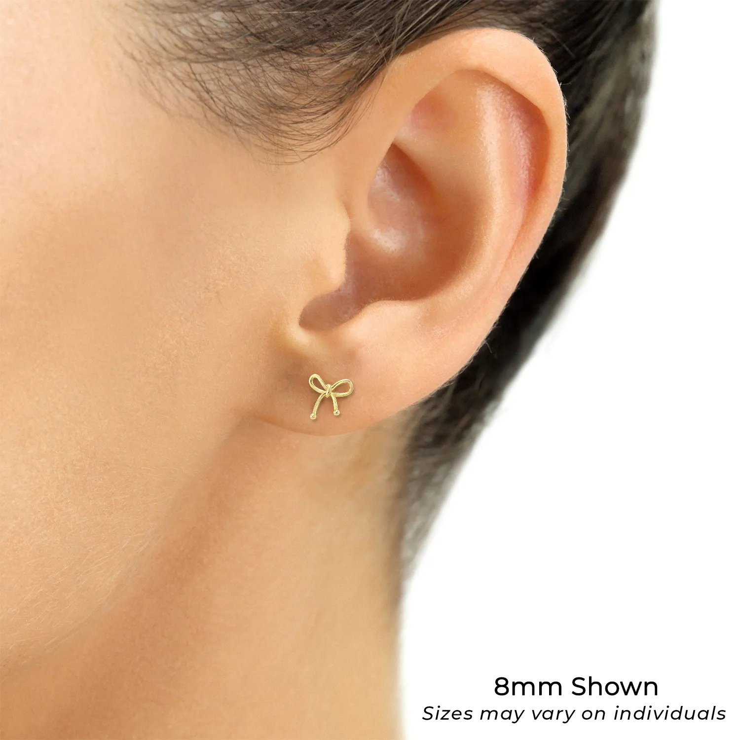 14k Yellow Gold Bow Strings Stud Earrings with Screwbacks