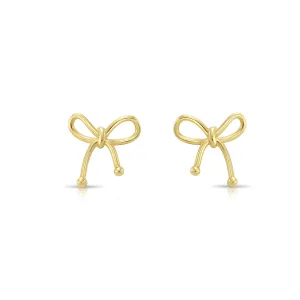 14k Yellow Gold Bow Strings Stud Earrings with Screwbacks