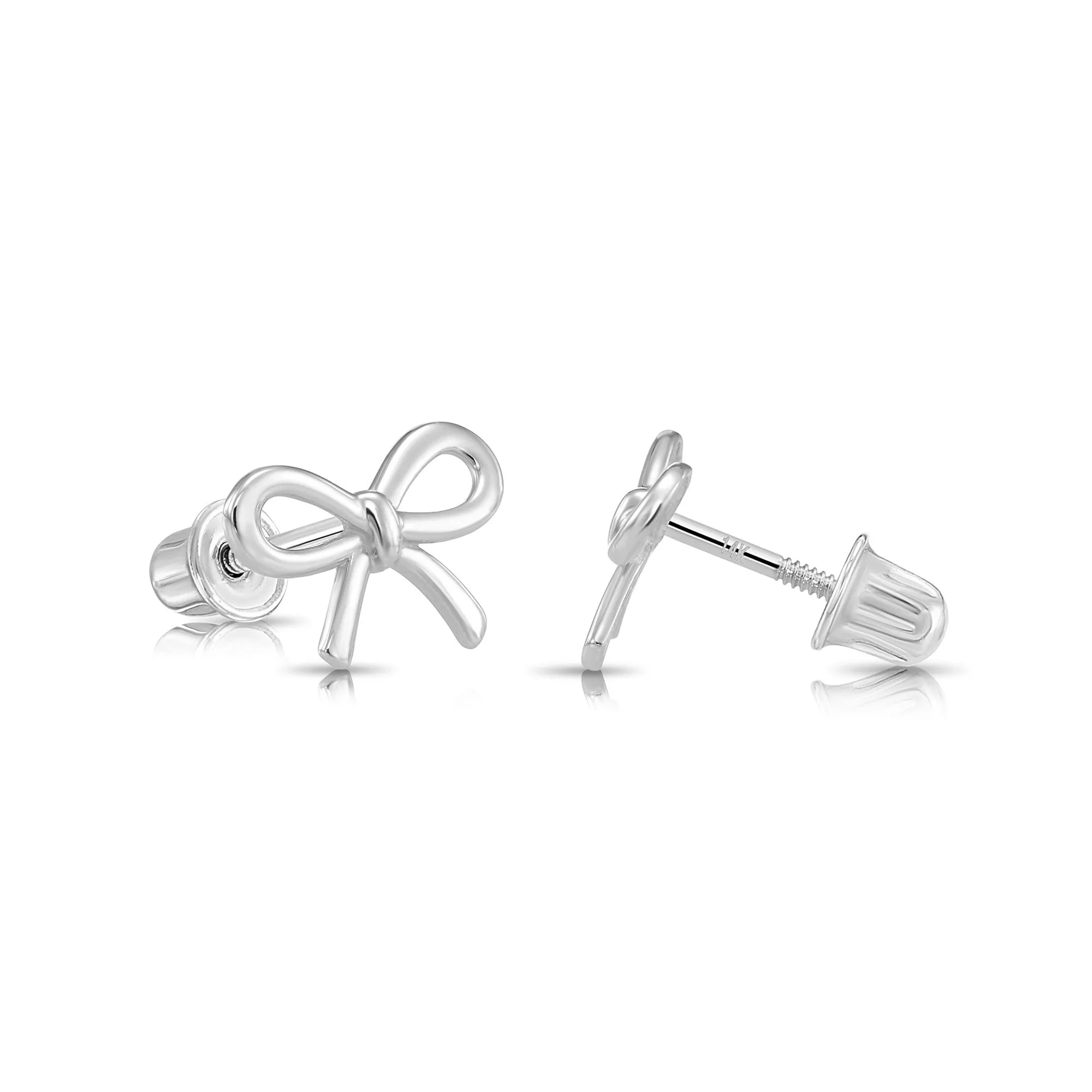 14k Yellow Gold Bow Stud Earrings with Screwbacks
