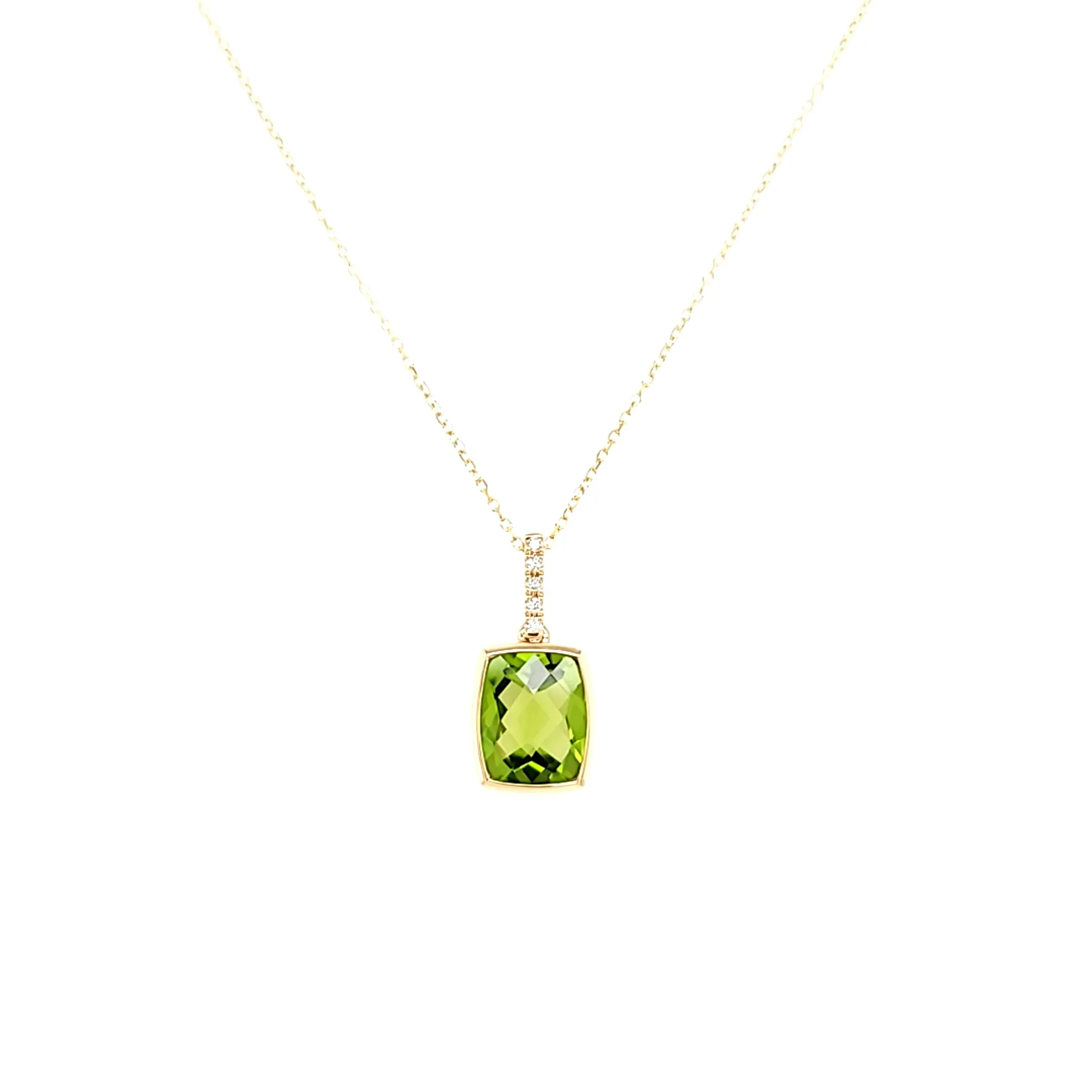 14k Yellow Gold Peridot Necklace (I7993)