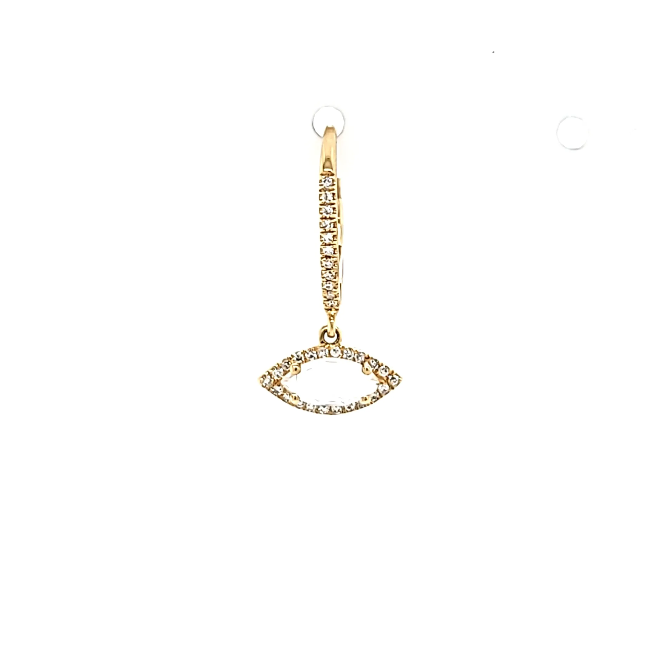 14k Yellow Gold White Topaz Marquise Dangle Earrings (I6606)