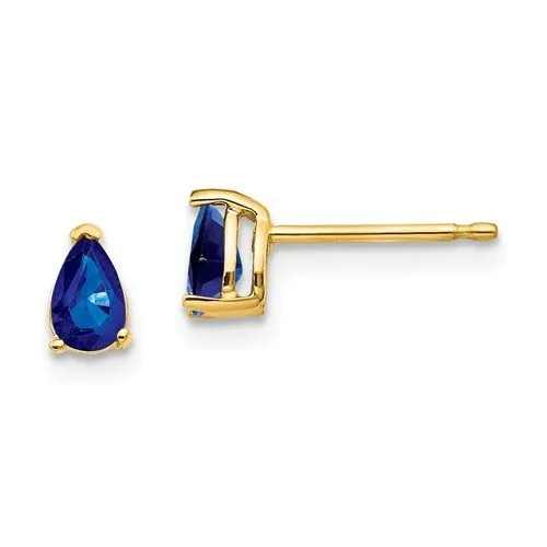 14KT GOLD 0.60 CTW PEAR BLUE SAPPHIRE STUD EARRINGS