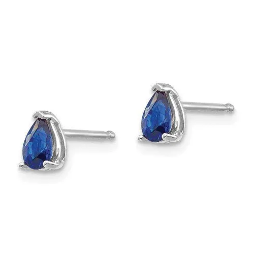 14KT GOLD 0.60 CTW PEAR BLUE SAPPHIRE STUD EARRINGS