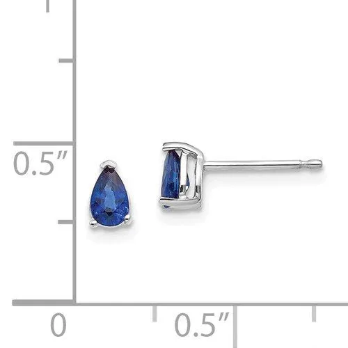 14KT GOLD 0.60 CTW PEAR BLUE SAPPHIRE STUD EARRINGS