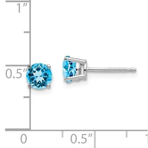 14KT GOLD 1.20 CARAT ROUND SWISS BLUE TOPAZ EARRINGS