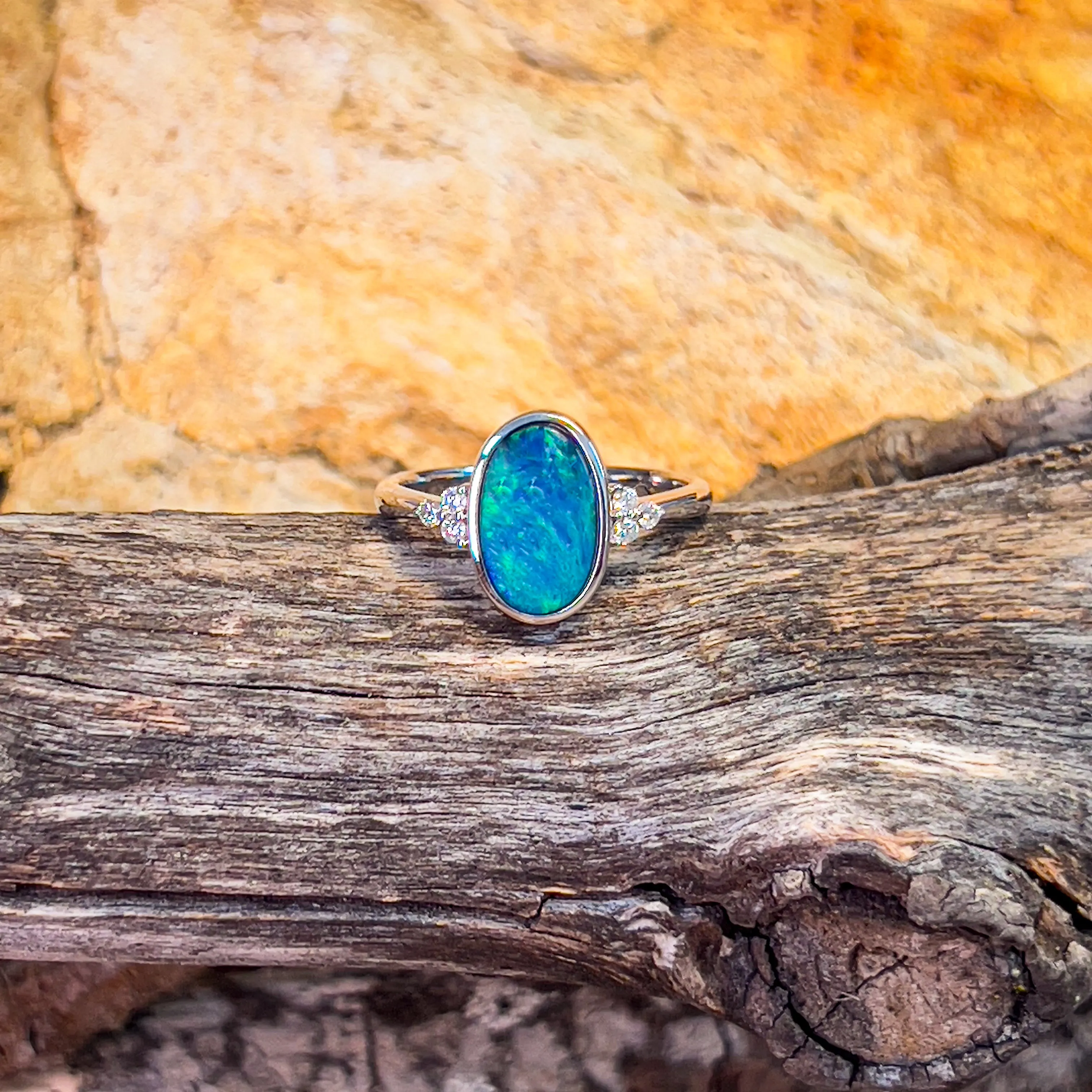14kt White Gold Black Opal 1.43ct and diamond ring