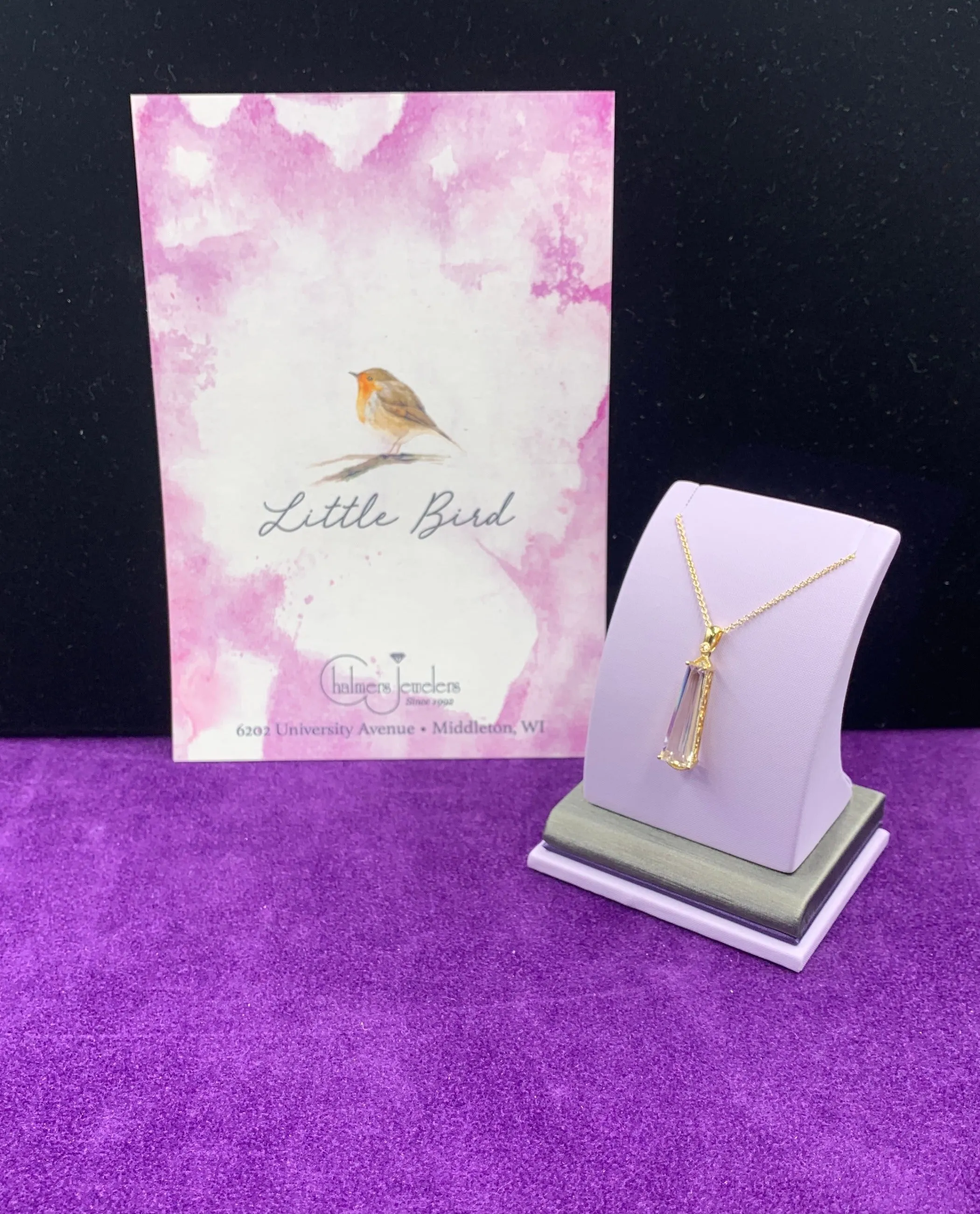 14KT YG Fancy Cut White Topaz necklace.