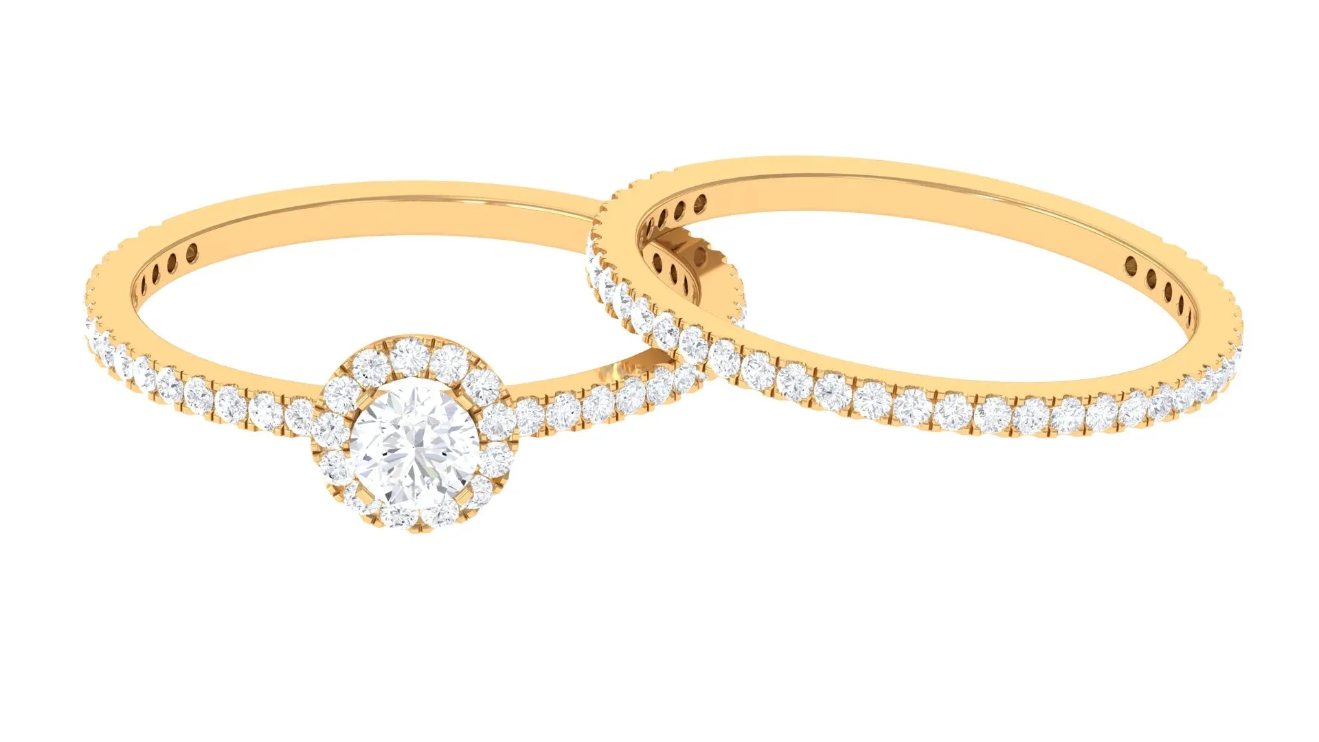 1.50 CT Minimal Moissanite Halo Bridal Ring Set