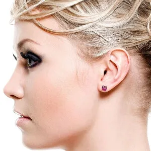 1.75 Carat 14K Solid Rose Gold Sparkle Pink Topaz Stud Earrings