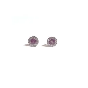 18ct White Gold Pink Sapphire and Diamond Stud Earrings - 0.42ct