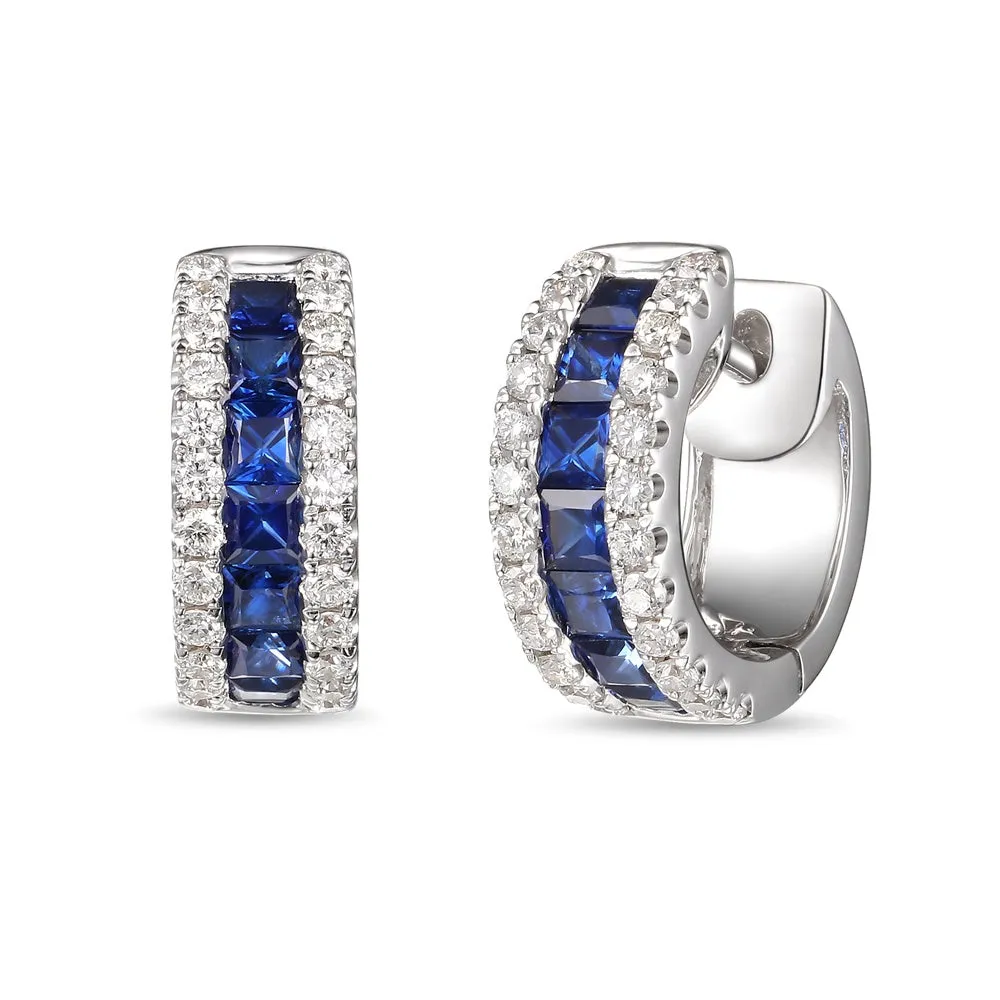 18ct White Gold Sapphire & Diamond Earrings