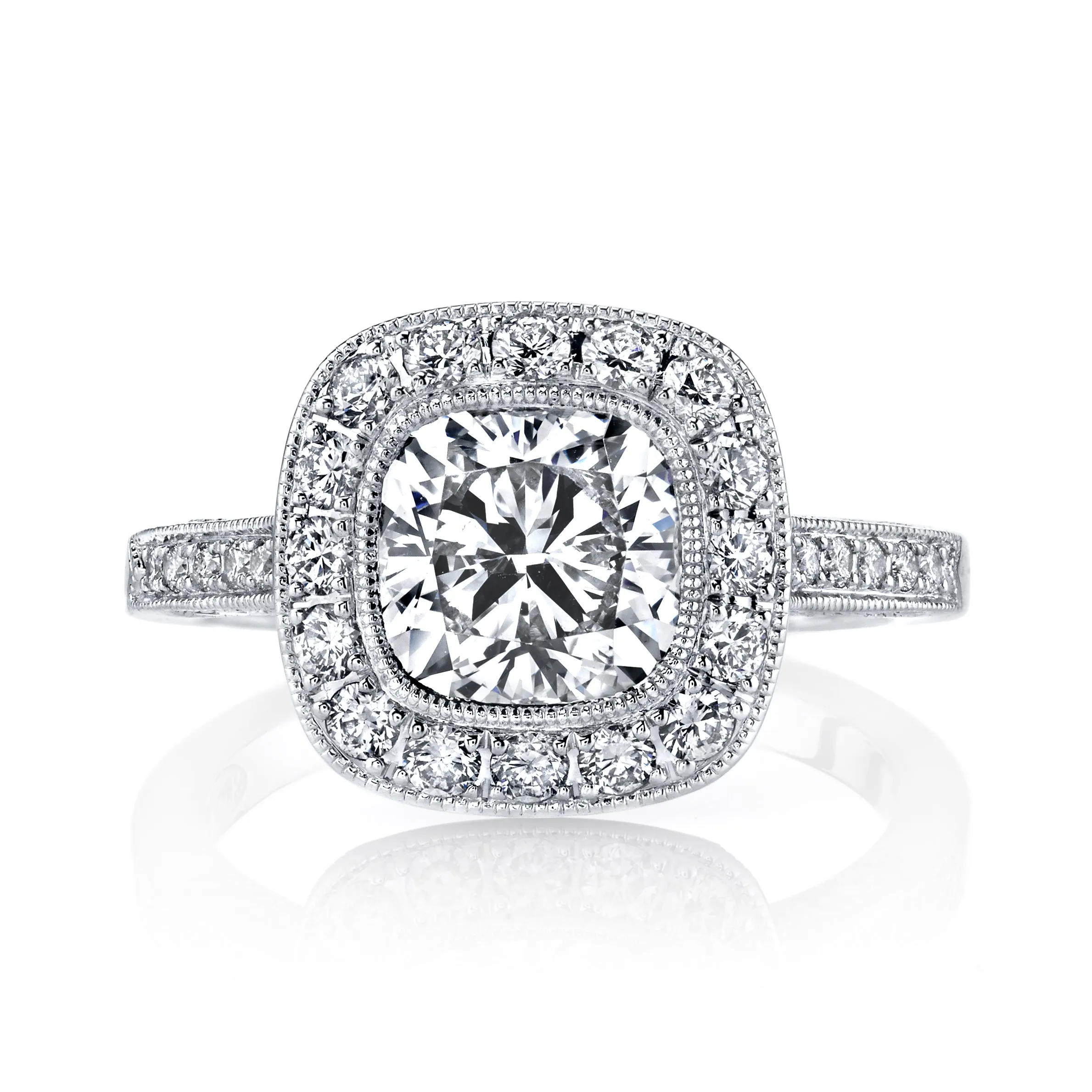 18K White Gold Halo Diamond Engagement Ring