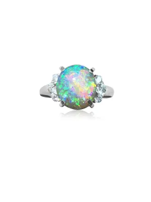 18kt Black Crystal Opal and DIamond ring